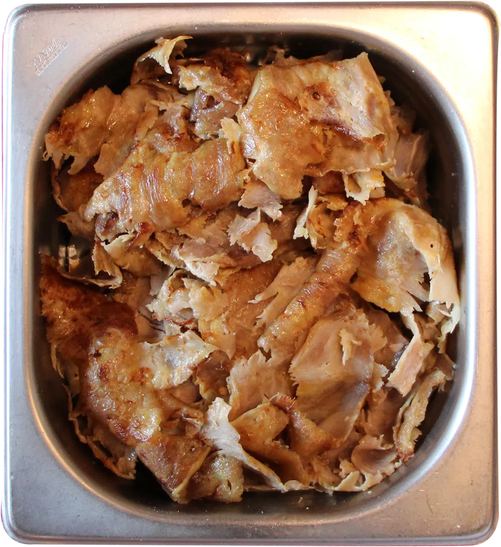 Vaschetta acciaio gastronorm con carne kebab